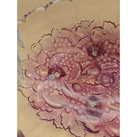 Vintage Pink Bowl 12" Indiana Glassfruit Garland Footed Oval Bowl. - Picture 2 of 16